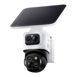 Câmara Wi-Fi Eufy by Anker 4K com lente dupla - Deteção de pessoas / veículos / movimento - Memória integrada 8GB | Painel solar integrado - Visão noturna a cores com LED / Sirene - Autonomia ilimitada - Apta para Exterior IP67