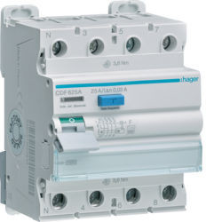 CDF625A - Inter. DIF. 4p 25a 30ma Type F 4m Hager Ean: 3250611621966