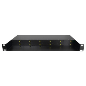 Chassis metálico - Para estantes até: - 12 Conversores médios - Fonte de alimentação dupla - 1U - 19"