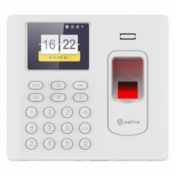 Control de presencia - Imprimir digital, tarjeta EM e Alfiler - 3.000 usuarios | 100.000 archivos - TCP/IP, Wifi, USB e modos de presencia - 2.8" Tft - Cártido Control Centro