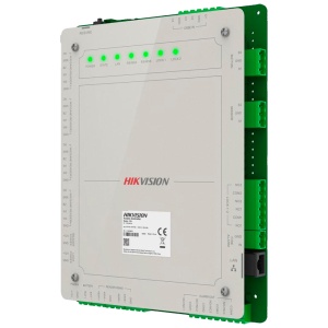 Controlador de acesso multi-identificação - Facial, impressão digital, cartão, QR ou PIN - 2 portas | Comunicação TCP/IP - 4 leitores por Wiegand | 4 leitores por OSDP - Sem caixa - iVMS-4200 | Hik-Connect