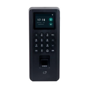 Controlo de acesso e presença - Impressão digital, cartão MF e PIN - 30.000 utilizadores | 100.000 registos - TCP/IP, WiFi, USB, OSDP e Wiegand - Controladora integrada (sensor, botão de pressão e relé) - Software SmartPSS 12V e saída PoE