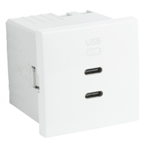 EFAPEL - 45382SBR Double USB Type C Charger - 2 Mob blanc - 5603011647742