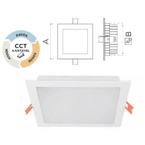 ESL7318CCT - 100100200097 - DOWNLIGHT LED QUADRADO 18W 3CCT BRANCO