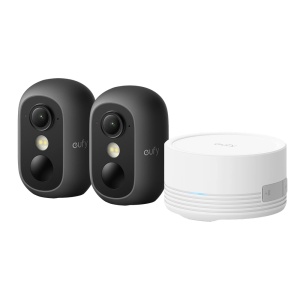 EufyCam C35 2+1 (HomeBase Mini) - Visão noturna a cores PureColor - A IA deteta pessoas, veículos e animais de estimação - MicroSD até 256 GB / HomeBase Mini: 1TB - Bateria recarregável 6500 mAh integrada - Apta para Exterior IP67