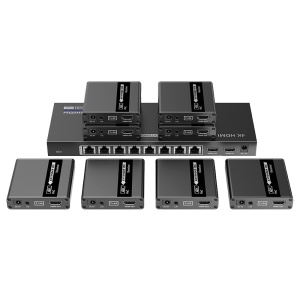 Extensor divisor de sinal HDMI - Alcance 40 m - Resolução 4K - Permite ligações 1:8 - HDMI Loop out - POC - Cabo de alimentação eléctrica