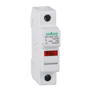 Fusible + Portafusible DC - Tensión máxima DC 1000V - 1 polo - Corriente nominal DC 15A - Para proteger instalaciones fotovoltaicas - Instalación en carril DIN