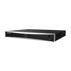 Gravador NVR Hikvision 32 Gama CH IP PoE PRO - 16 CH PoE IEEE 802.3af/at 200 W max - Resolução máxima 12 Mpx - AcuSearch | AcuSense | Reconhecimento facial - AcuSeek, pesquisa baseada em texto - Áudio | Alarmes | 2 HDD