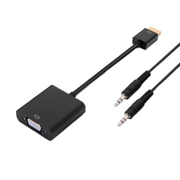 HDMI-Konverter - VGA + Audio - HDMI-Steckereingang - Enthält ein 1 Meter langes 3'5-mm-Stecker-Stecker-Klinkenkabel - SVGA-Ausgang (D-Sub 15) + 3'5-mm-Buchse - Unterstützt 1080p-Ausgangssignal - HDCP 1.2 HDCP-Unterstützung