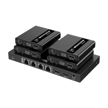 HDMI1X4 - Séparateur d'extinction - 1 émetteur / 4 récepteurs - Résolution jusqu'à 4k @ 30hz - plage jusqu'à 70 m - via câble UTP Cat6 / 6a / 7 - Contrôle RS232