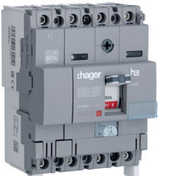HHA082H - Disjuntor x160 TM 4P-3D+N/2 80A 25kA HAGER EAN:3250613131210