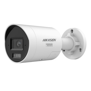Hikvision câmara IP Bullet gama PRO ColorVu3.0 - 6 Mpx (3200x1800) | Lente 4 mm - Luz híbrida até 40 m | Luz policial - ColorVu3.0: imagem a cores HIKAI-ISP F1.0 1/1.8" - Microfone e altifalante integrados | Captura facial - IP67 | PoE+ IEEE802.3at