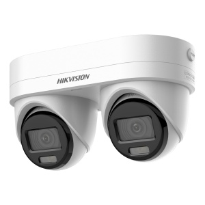 Hikvision Câmara Turret IP gama PRO - Resolução 4 megapixels (2688x1520) (2 canais) - Lente 2.8/4 mm em 1 câmara (2 canais) | IV 30m - Deteção de movimento 2.0 | AcuSense 3.0 - SRB: Luz vermelha e azul de dissuasão | SL: Luz branca - PoE+ | Microfone e al
