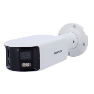 Hikvision - Panoramic Chamber Bullet IP Pro - Résolution 4 mégapixels (3040x1368) - 2,8 mm Lens | ColorVu | Microphone et houblon - Lumière blanche 40 m | Dissuator Sirene et flash - Détection de mouvement 2.0 | Acsoir
