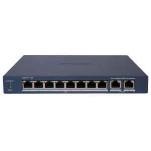 Hikvision POE Switch General - 8 portes Poe 802.3af / AT + 2 UpLink RJ45 - 8 RJ45 10/100/1000 Mbps + 2 RJ45 10/100/1000MBP