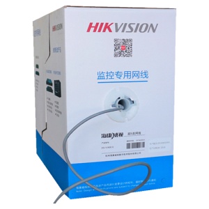 Hikvision UTP-Kabel der Kategorie 5E – OFC-Leiter, 99,5 % Kupfer – HDPE-Isolierung – 305-Meter-Spule – graue Schutzhülle