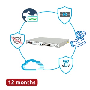 Hillstone Networks Bundle - Hardware + 12 meses de serviços completos - Portas 8xGE (inclui 1 para bypass) - 5Gbps FW / 3Gbps NGFW Throughput - Fonte de alimentação redundante Dual AC - Inclui IPS, AV, URL, QoS, IPR, C2 e Sandbox