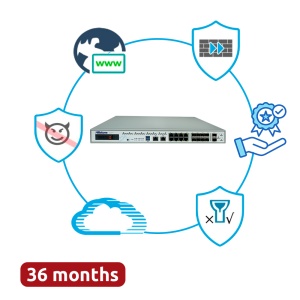 Hillstone Networks Bundle - Hardware + 36 meses de serviços completos - Portas 2xSFP+, 8xSFP e 8xGE - 16Gbps FW / 2.6Gbps NGFW Throughput - Suporte para expansão de SSD até 1.92TB - Inclui IPS, AV, URL, QoS, IPR, C2 e Sandbox