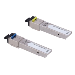 Kit de módulos transcetores SFP - Padrão de velocidade Ethernet 100Base-LX - Conector de tipo SC Simplex BiDi integrado - Distância operacional até 20Km - Fibra monomodo para ligações de longo alcance - Velocidade de transmissão de dados até 155 Mb/s