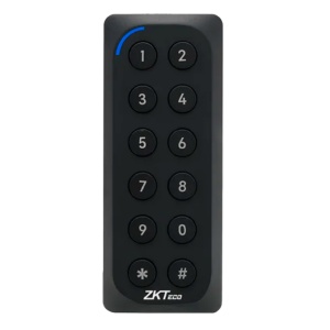 Leitor de acesso para armações - Acesso por cartão EM/MF DESFire e PIN - Indicador LED e acústico - Wiegand 34/66 | RS485 - Compatível com controladoras ZKTeco - Apto para exterior IP65