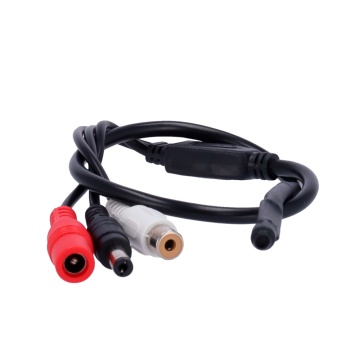 Micrófono externo - El puede conectar-se a cualquier cámara - Conector Audio RCA (Blanco) - Conector Alimento Prohibido/salida - Alimento DC6V~12V - Longitud: 420 mm