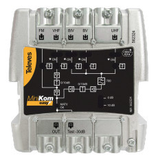 MiniKom Matv 5e/1S "Easyf" amplifier: FM-VHF-UHF-21..35-39..48 g 15- (24 || 34)-(26 || 36)-(24 || 34)-(25 || 35) DB vs 113-116-116-116db alm.Pré-Amp Commutable)