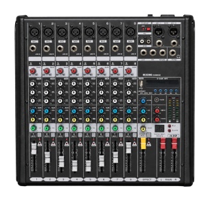 Misturador analógico profissional DSPPA - 8 entradas Mic XLR balanceadas - Bus estéreo | 2 AUX | DSP integrado - EQ 3 bandas | Mute | Fader 60 mm - USB reprodução/gravação | Bluetooth - Ideal Direto, eventos e instalações AV
