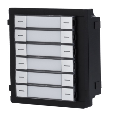 Módulo de extensão - Chamada de diferentes monitores - Botoneira de 12 botões - 6 etiquetas personalizadas com LEDs - Apto para exterior IP65 - Montagem modular