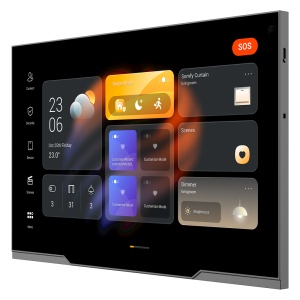 Monitor Android 12.0 para domótica - Ecrã TFT de 12" | Aplicativos de terceiros - Áudio bidirecional | Monitor de vídeo porteiro - TCP/IP, WiFi, Bluetooth, ZigBee, KNX, SIP - Sensores ambientais 2 relés - Conexão através da cloud