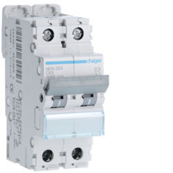 NKN263 - Breaker 2p 63a C 10/15ka 2m Hager Ean: 3250614629556