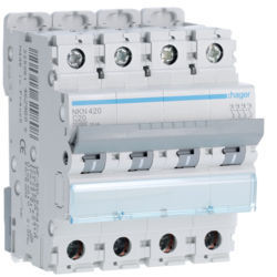 NKN420 - Disjuntor 4P 20A C 10/15kA 4M HAGER EAN:3250614629808