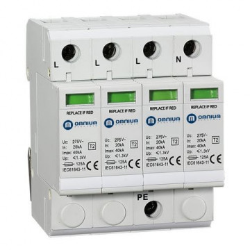 OMNIUM-OPP275203 + 1-3p Überspannungsladel + 1 Typ 2, 10-20KA-EUC275V (L-N, N-PE)