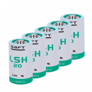 Pacote de 10x pilhas LSH20 - Saft - Lítio Li-SOCl2 não recarregável - Tensão 3.6V - Capacidade nominal 13000 mAh - Compatibilidade: Resideo RSI Videofied