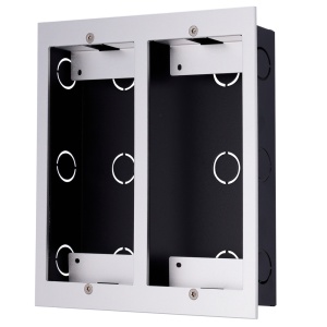 Panneau avant et boîte de registre marqué spécifique à Akuvox AK-R20B (K) -XB. - Spécifique pour AKUVOX AK-MD12 (6). - Panneau: 226 (al) x 206 (lg) x 3 (fd) mm - Boîte: 225 (al) x 186 (lg) x 40 (fd) mm - en aluminium et en acier galvanisé