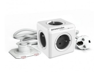 Powercube Extendido CINZA con 5 salidas Francés, con cable de 1,5 m e apoyo.