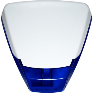 PYRONIX - Sirena simulada - Incluye nivel para correcta instalación - Frontal personalizable incluido - Apta para exterior - Color azul y frontal blanco