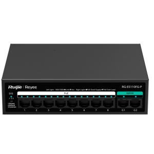 Reyee Poe Desktop Switch - Metallic Box - 8 Puertos RJ45 10/100 Mbps - 8 Ports Poe + 802.3AF/AT + 2 Uplink Doors - Plug and Play - Power Savings Technology