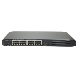 Ruijie Reyee Cloud Managed L2 Switch - 26 Portas totais (24 PoE+ / 2 Uplinks SFP) - Ranhuras SFP para ligações de fibra de longo alcance - Potência PoE+ brutal de 30W / Total 370W - Sistema PoE Watchdog para reinicialização automática de câmaras - Gestão