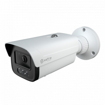 SAFIRE SMART - Range de chambre Bullet I1 avec dissuasion active - Résolution 8 mégapixels (3840x2160) - 2,8-12 mm Lens | Micro et espérer | Double lumière 50m - AI: Classification humaine et véhicule - IP67 Imperméabilité | Poe (IEEE802.3af)