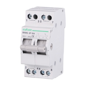 Seccionador / Conmutador manual - Corriente nominal 16A - 2 polos (instalaciones monofásicas) - Para cambiar/aislar de forma segura - Para carril DIN - Cumple lEC/EN 60947-3