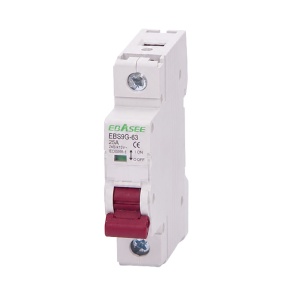 Seccionador / Isolador - Corrente nominal 25A - 1 polo (instalações monofásicas) - Para isolamento e manobra - Para calha DIN - Em conformidade com a norma lEC/EN 60947-3