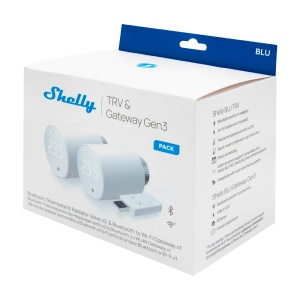 Shelly BLU TRV x2 + Shelly Blu Gateway Gen3 - WiFi 2.4 GHz IEEE802.11 b/g/n / Bluetooth - Cabeça termostática inteligente - Inclui HUB / Gateway - Controlo preciso da temperatura - Compatível com Alexa e Google