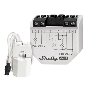 Shelly EM Gen3 + 50A - WiFi 2.4 GHz IEEE802.11 b/g/n - Medidor de consumo - Suporta 110-240 V - Ideal para habitação - Compatível com Alexa e Google
