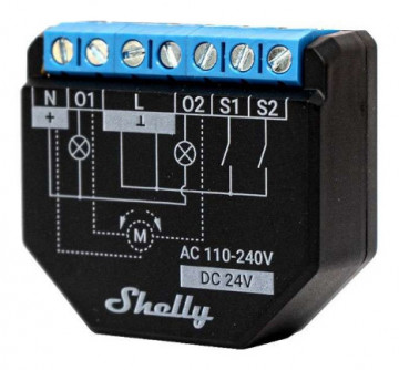 Shelly plus 14h - Module à double commutateur pour l'automatisation WiFi avec contrôle et mesure électrique Enestric Control et puissance