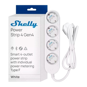 Shelly Power Strip 4 Gen4 White - Wi-Fi 2.4 GHz / Bluetooth / Zigbee - Medidor de consumo - Suporta 220 - 230 V - Adequado para domótica de vivendas - Compatível com Alexa, Google e Apple