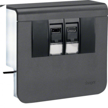 SL200559079011 - SUP. 2XRJ45 CAT.6 SL20055, PRT. Grafite Hager Ean: 4012740894432
