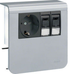 SL20080920D1 - Schuko+2xRJ45 CAT.6 SL20080, Aluminium Hager EAN: 4012740895750