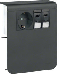 SL201159209011 - Schuko+2xRJ45 Cat.6 SL20115, pr. grafite HAGER EAN:4012740896368