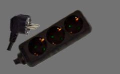 SOFLIGHT - SL-E1315P - Bloco Tomadas Triplo com Cabo 3x1,5 Preto1,5 mts