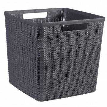 Square basket of jute l 17l anthracite gray